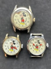 3 Vintage Characterwatch Mickey Mouse Bradley 70er Sammlerstücke  Defekt Bastler