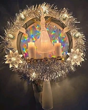 Northlight Silver Tinsel Wreath Angel Christmas Tree Topper - 8" Multi Lights