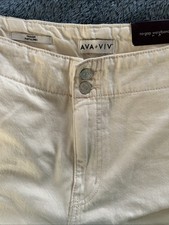 NWT Size 18 AVA VIV Ivory HighRise Trouser No-Gap Waistband Chino Twill
