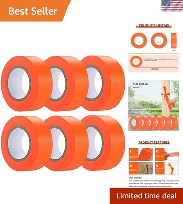 6 Pack Orange Flagging Tape, Non-Adhesive Plastic Ribbon Neon Marking Roll,1i...