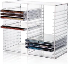 Stackable CD/DVD Multimedia Holder, Media Storage Rack, Clear Plastic 30 CD, US