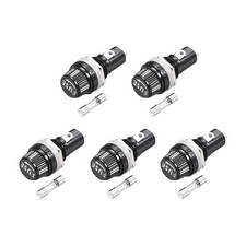 5Set Screw Cap Panel Mounted Fuse Holder AC 125V/15A 250V/10A Black 5x20mm Fuse