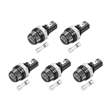 5Set Screw Cap Panel Mounted Fuse Holder AC 125V/15A 250V/10A Black 5x20mm Fuse