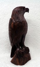 Hand Carved Iron Wood Perched Eagle 12" Figurine Mexico 