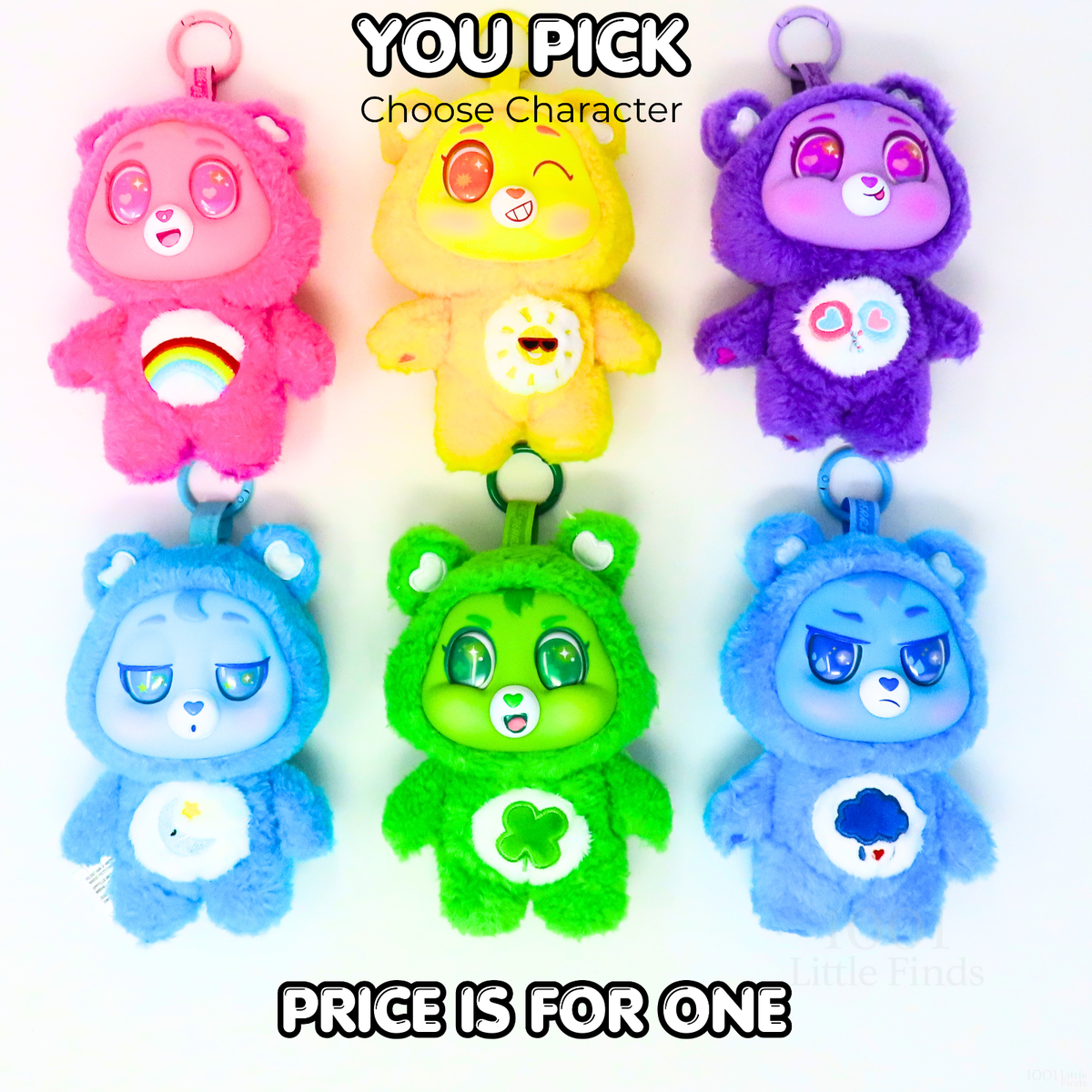 ちびくまcocolilou toybear 【お取置き中】布花 ビオラとすみれ Care Bears Caring Cuties Plush Clip Blind Box YOU PICK Opened 6
