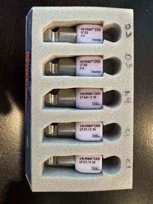 Ivoclar IPS e.max CAD LT  C14 for PlanMill Dental Lab Mixed Blocks Lot Of 5 EMAX