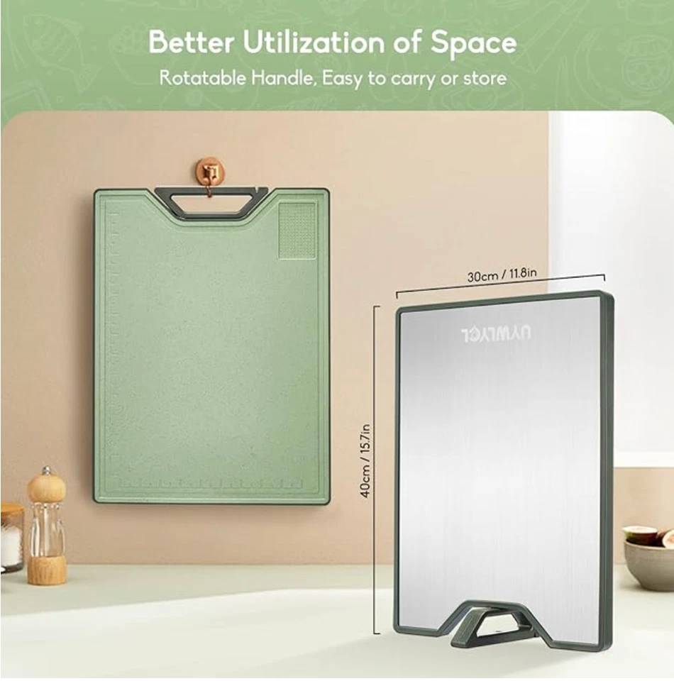 Tabla de cortar de titanio - Tablas de cortar de doble cara para cocina, titanio puro Foto 3 de 4