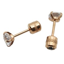 18K Rose Gold Filled Tarnish-Resistant 5mm Cubic Zirconia CZ Stud Post Earrings