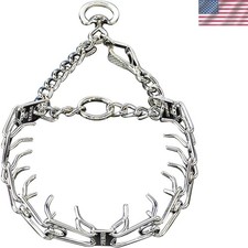 Chrome Plated Prong Dog Training Collar 23in - Quick Release  Size Adjustable