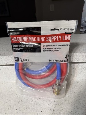 Everbilt Rubber 4 FT Washing Machine Hoses 2 Pack Color Coded 3/4 In FHT