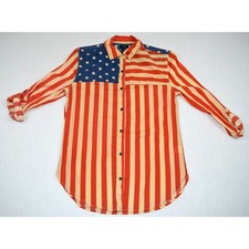 Vintage USA Flag Shirt Nollie Size M 90s Artistic Interpretation of USA Flag