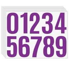 8 Sheets 4 Inch Purple Number Stickers 0-9   Waterproof Vinyl Self Adhesiv