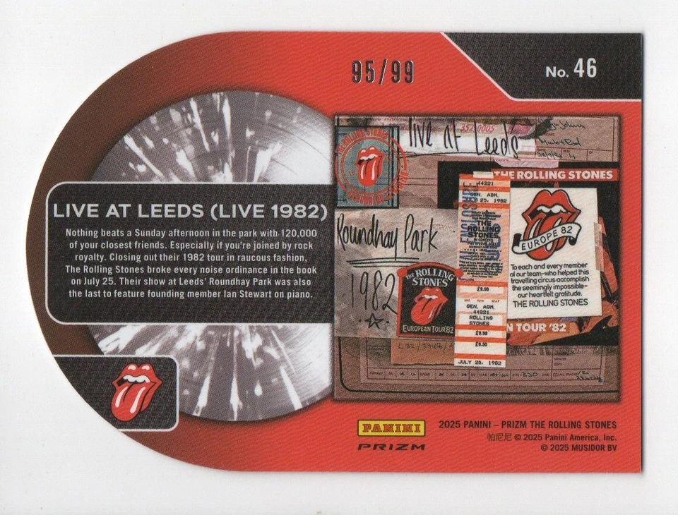 2025 The Rolling Stones Album Live at Leeds #46 Die-Cut Red Mojo Prizm /99 - Image 2 of 2