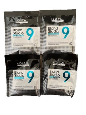 4X L'Oreal Packet Blond Studio Hair Color lightener Powder 9 (1 Oz Each)