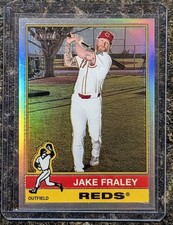 Jake Fraley- 2025 Topps Heritage High Number Chrome Refractor #696. Reds. 