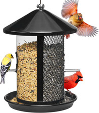 Metal Bird Feeder for Outdoor Hanging - Chew Proof Wild Bird Finch Cardinal Feed