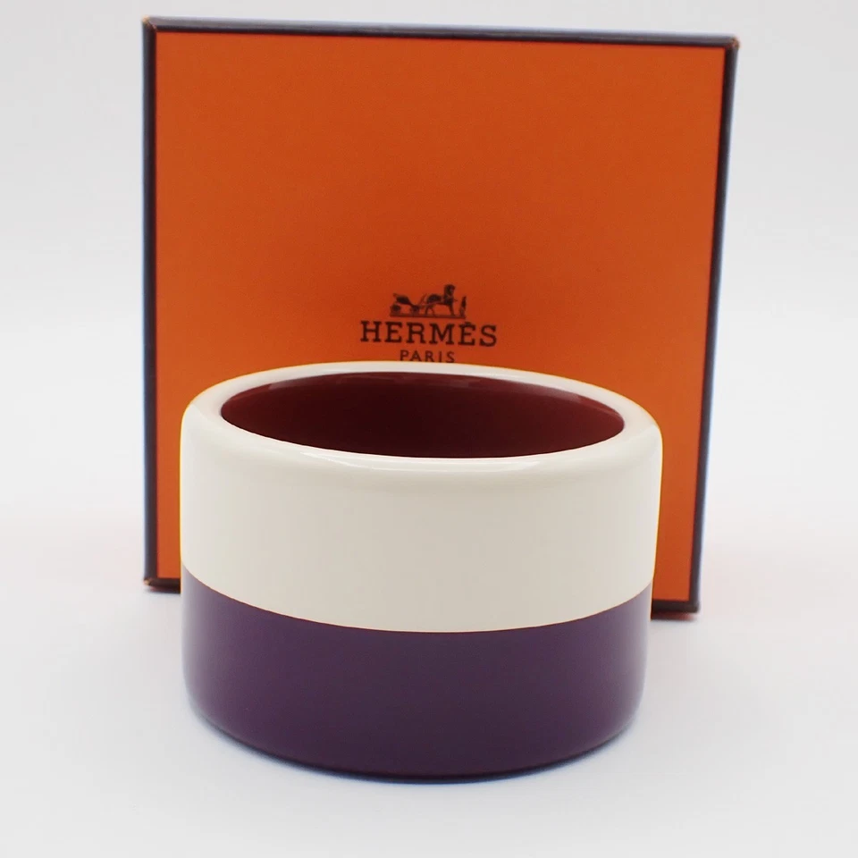 Brazalete Brazalete HERMES Logo Resina Bicolor Talla S Blanco Púrpura 62RL258 Foto 3 de 4