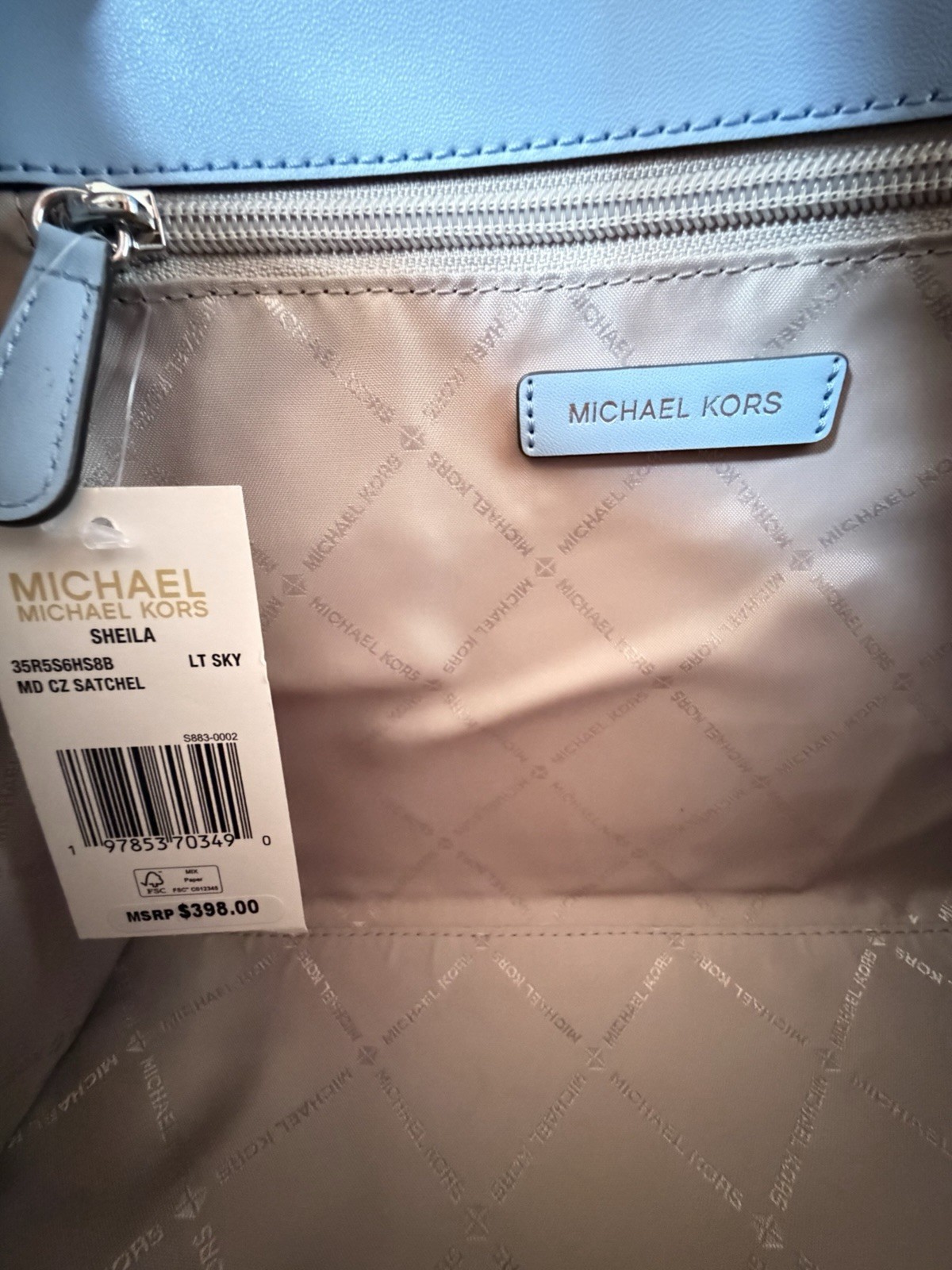 Michael Kors Sheila Medium Satchel Shoulder Crossbody Bag MK Ombre Light Sky thumbnail 9