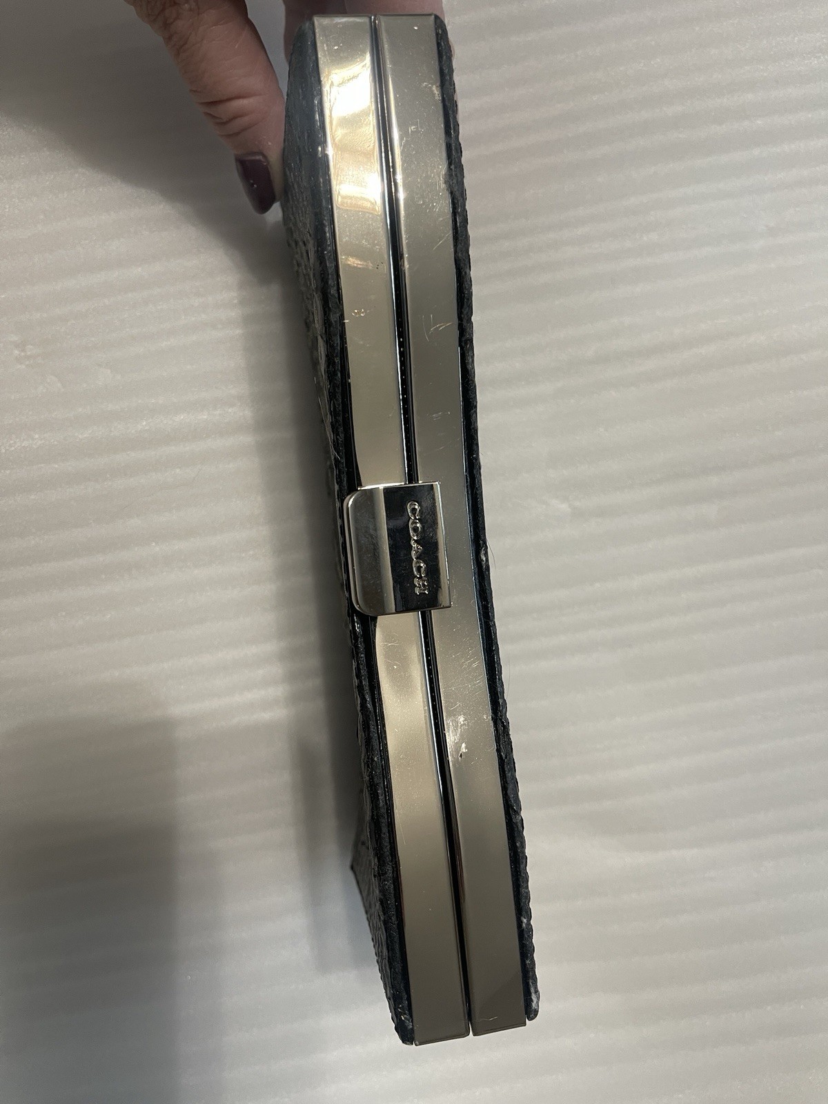 Coach Madison Glitter Python frame Clutch Black S… - image 3