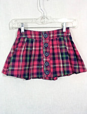 Justice, red plaid skirt/skort, blue shorts, girls size 6, waist 21 6763