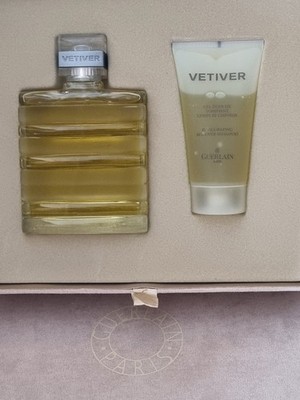 Set Vetiver Guerlain Eau De Toilette 125ml Spray + Gel Douche 75ml,  VINTAGE .