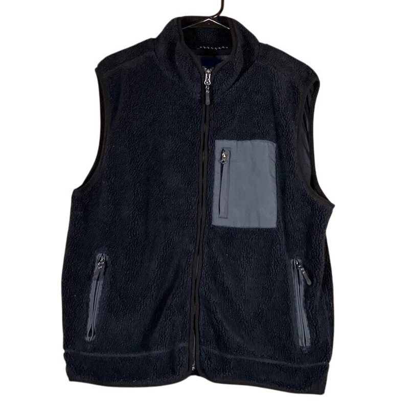 Aeropostale Mens Jacket Black Gray Fleece Outdoor Vest Zip Pockets XL