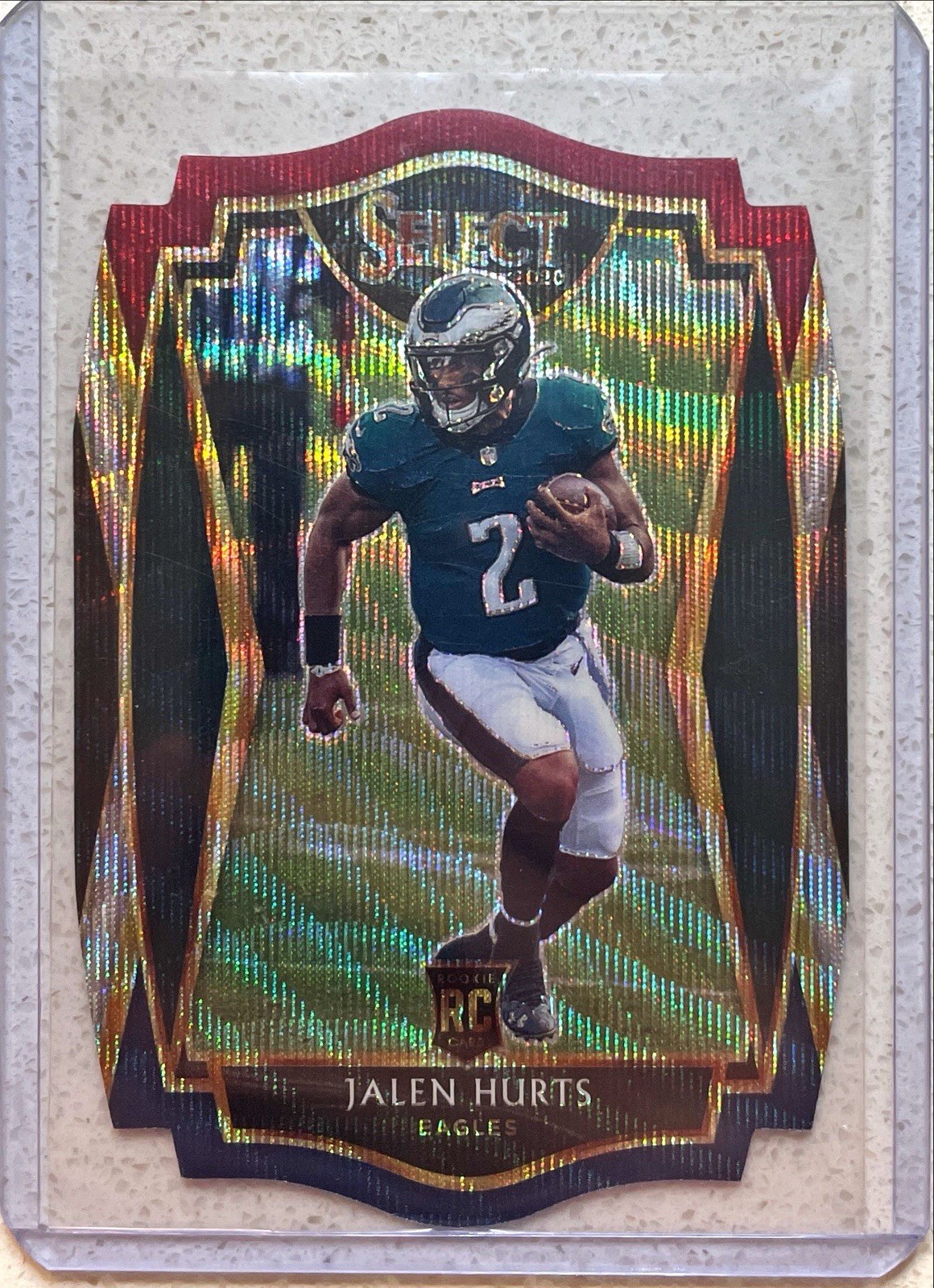 2020 Panini Select - Premier Level Jalen Hurts #150 Tri-Color Prizm Die-Cut (RC)