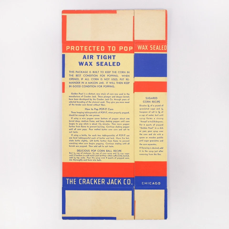Rare 1940s-50s Cracker Jack Pop It Popcorn Vintage Unused Box - Image 2 of 2