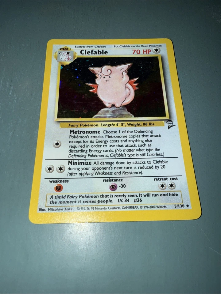 Clefable 5/130 Base Set 2 Vintage Pokemon TCG Rare Holo Near Mint - Mint Holo - Image 2 of 4