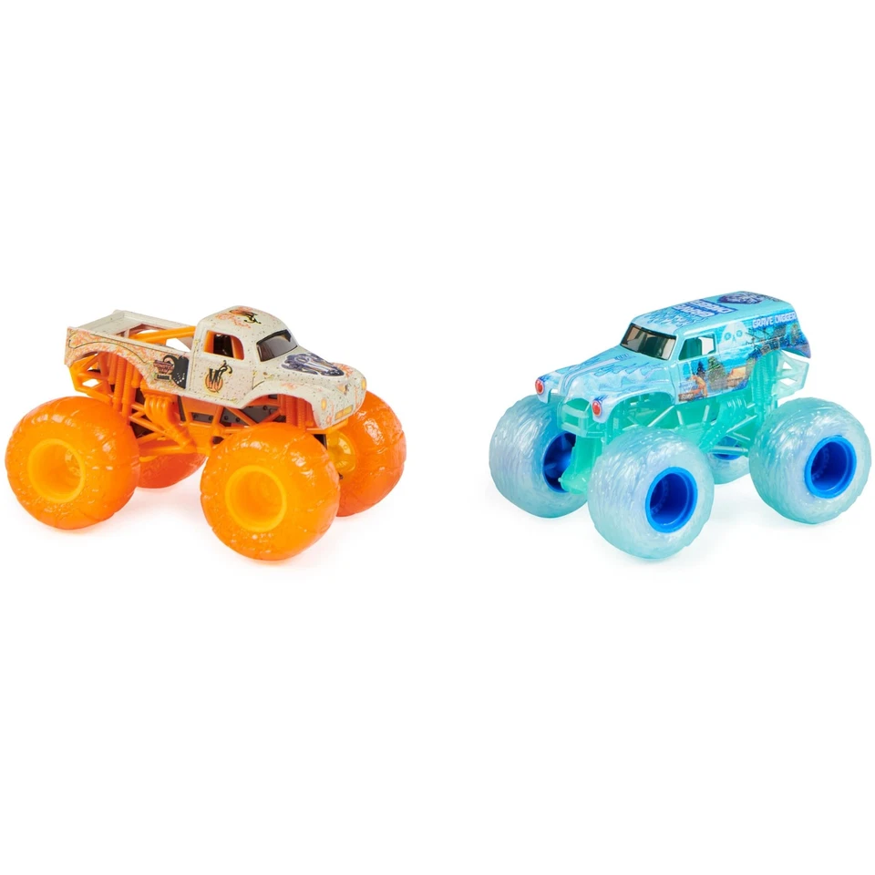 Monster Jam Official Whiplash Earth Vs Grave Digger Surf 1:64 Monster Truck Gift - Image 2 of 4