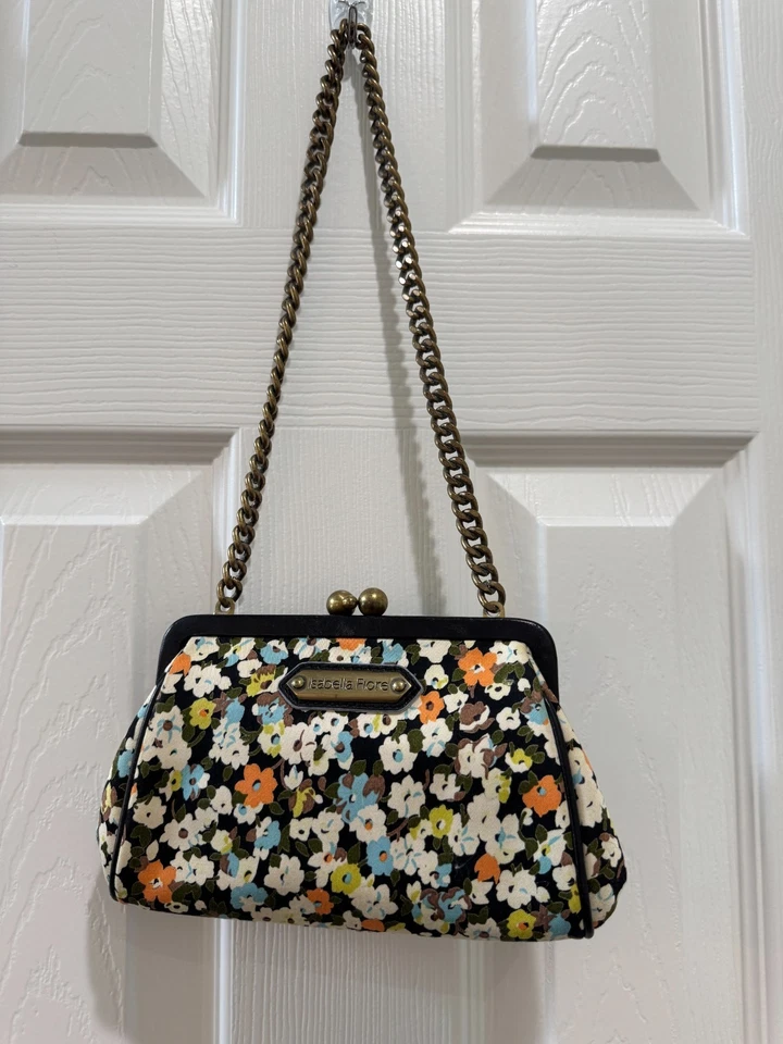 Isabella Fiore Floral Frame Bag with Chain Strap – Vintage Kiss Lock Purse - Image 3 of 4