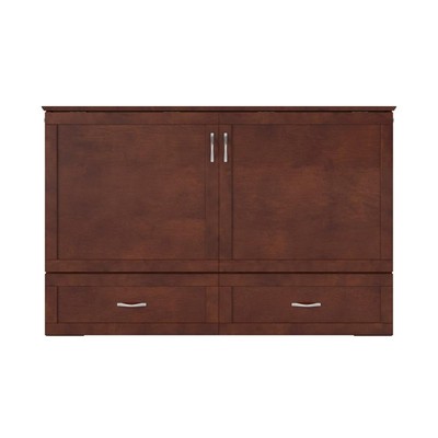 AFI Hamilton Queen Solid Wood Murphy Bed Chest with Mattress in Walnut
