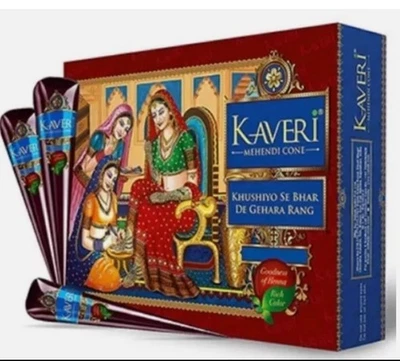 12 X Kaveri Natural Henna Mehndi Tattoo Cone Dark Brown Mehandi *Bargain Sale*
