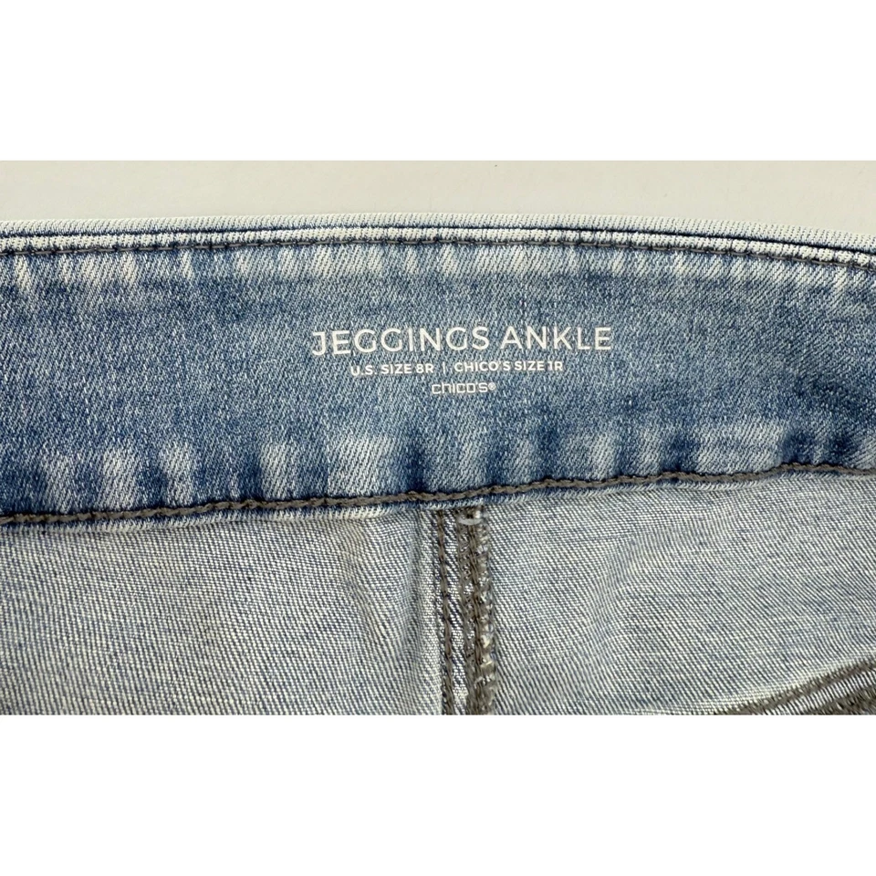 Женские джинсы Chicos Jeggings из денима на лодыжке размер США 8/CHICOS размер 1R искусственно состаренные - Изображение 3 из 4