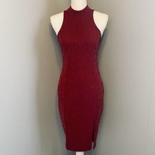 Windsor Red Sparkle High Neck Sleeveless Sheath Bodycon Party Dress