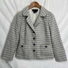 Nina McLemore Jacket Women Size 2 Tweed Wool Button Blazer Silk Lined Career USA