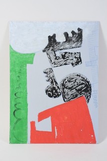 P41Z17 Max Ackermann (1887 1975) mixed media composition verso signed dat. '70