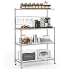 4-Tier Coffee Bar Table w/Adjustable Shelves S Hooks Hanging Net & Shelf Liner