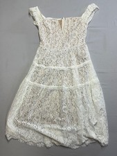 Lulus Dress Small White Lace Off the Shoulder Floral Midi Absolutely Stunning