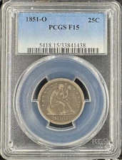 1851-O Seated Liberty Quater 25C, Tough Date, PCGS Fine 15 #841438