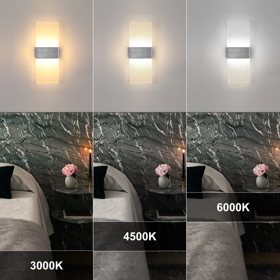 Modern LED Wandleuchte Dimmbar Innen Wandlampe Flur Strahler Up Down Leuchte 12W - Bild 4 von 4