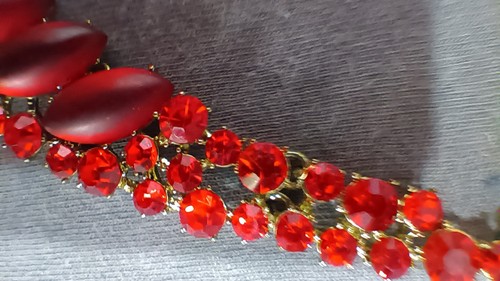Collar babero rojo rubí cadena de oro vintage joyería de moda - Imagen 11 de 16