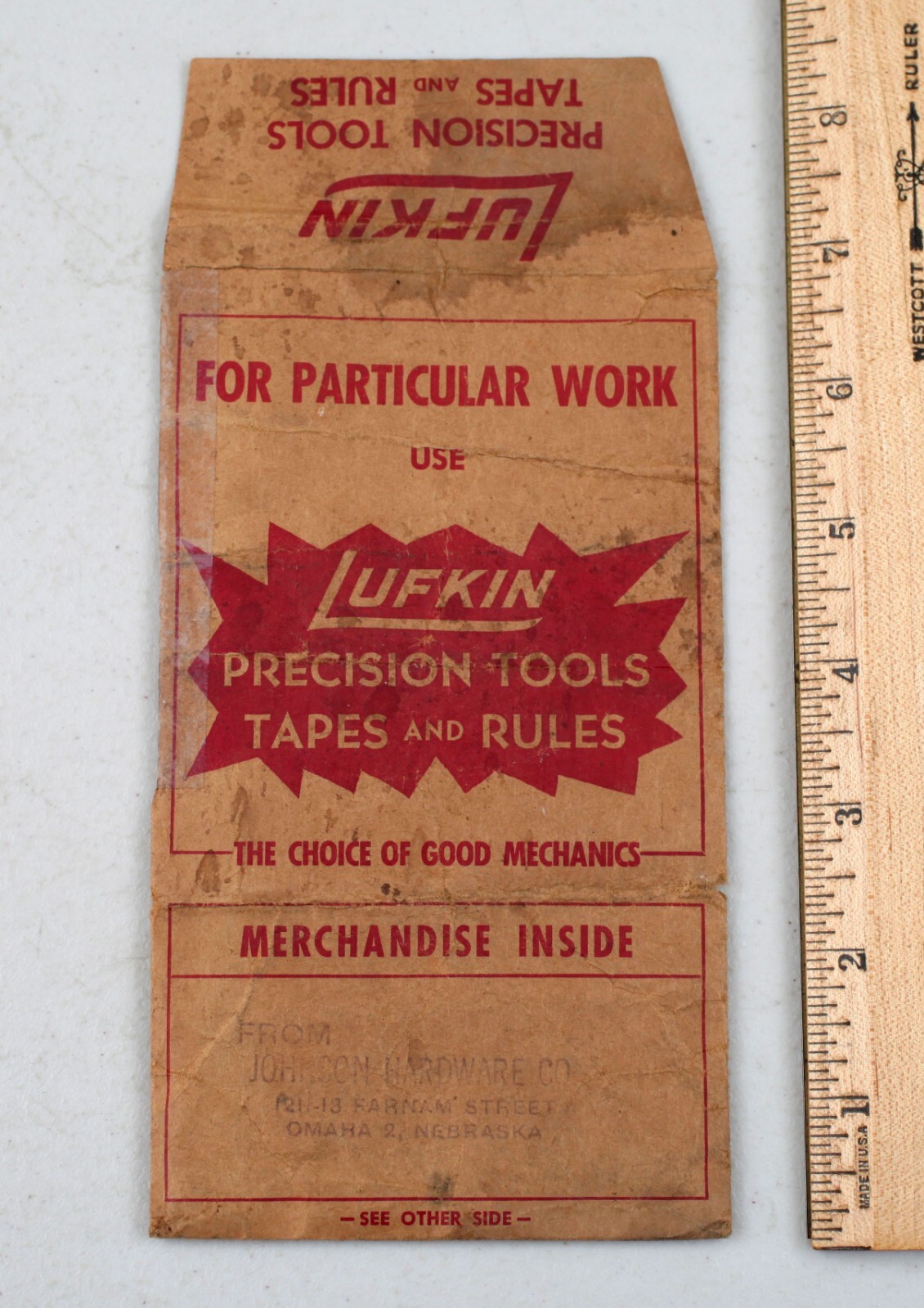 Vintage Illustrated Lufkin Tools Merchandise Envelope Johnson Hardware ...