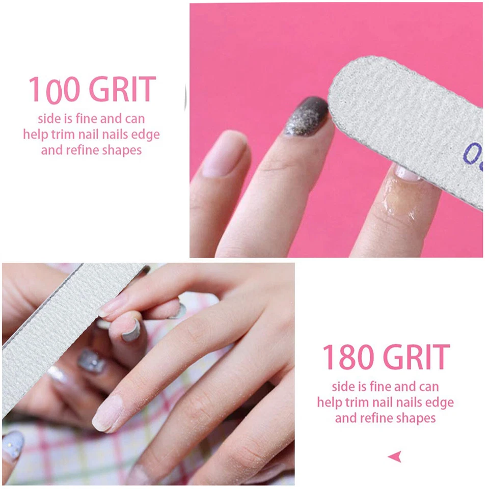 Professional Nail File 100/180/240 Grit Straight Emery Board Buffer File Set - Image 2 of 4