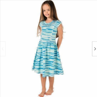 MIGNONE GIRLS CAP SLEEVE SILVER STUDED TIE DYE DRESS (AQUA 3T)NWT