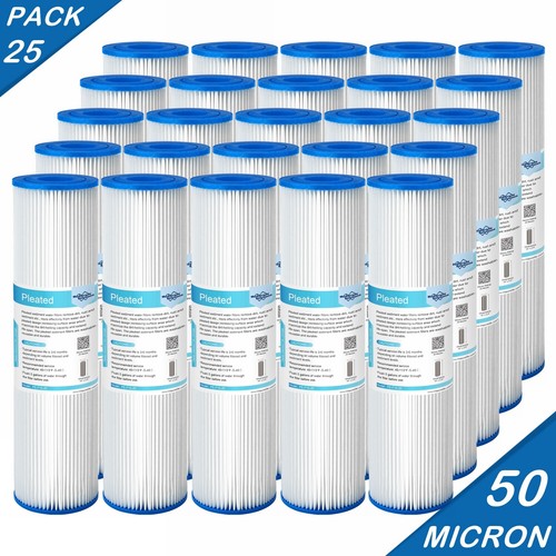 Paquete de 100 filtros de agua de sedimentos plisados lavables para toda la casa de 10"" x 2,5"" 50 micras - Imagen 14 de 16