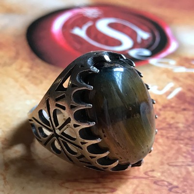 N nice handmade 925 Sterling Silver ring for men yemen rings tiger eyes stone