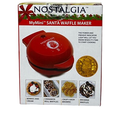 Nostalgia MyMini Santa Claus Compact Waffle Maker 5'' Cooking Surface