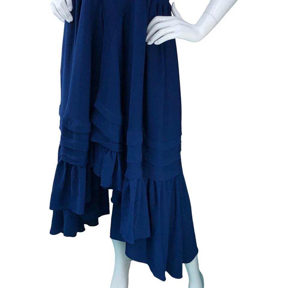 Vestido Prosa y Poesía Para Mujer Talla S Noche Cóctel Azul Halter Boho Volantes Foto 3 de 4