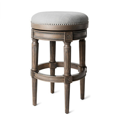 Maven Lane Pullman Backless Swivel Kitchen Bar Stool, Reclaimed Oak Finish